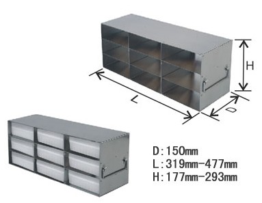 存放100孔帶鉸鏈塑料樣品盒的立式冰箱分隔架-UFHT系列
