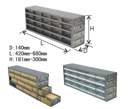 存放2英寸高標準盒帶抽屜的立式冰箱分隔架-UFD系列
