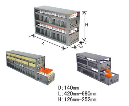 存放15ml試管、50ml試管、存儲瓶的帶抽屜的立式冰箱分隔架-UFD系列